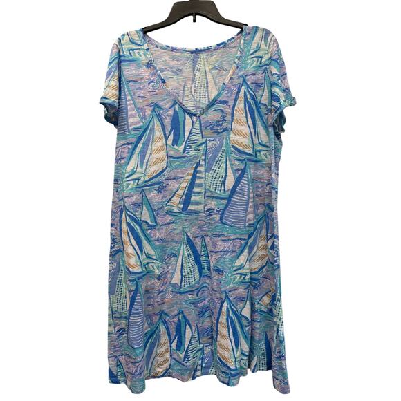 Lilly Pulitzer Dresses & Skirts - Lilly Pulitzer Jessica Short Sleeve V-Neck Dress Aboat Time Print Size XL GS